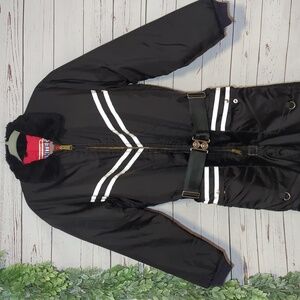 Vintage 80's United Pioneer Black Snowmobile‎ Suit Ski Snow Small Medium Unisex